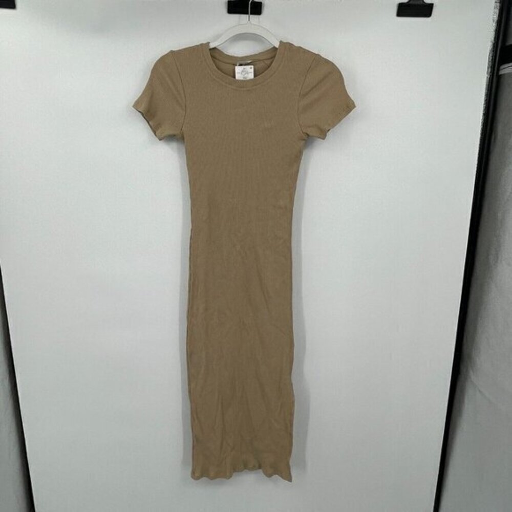 Cotton On Womens Dress XXS Short Sleeves Bodycon Ribbed Slit Casual Stretchy New